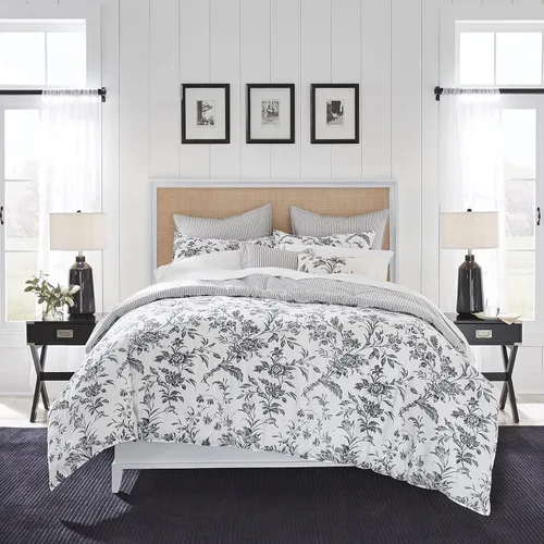 Miniatura 14 de Laura Ashley - Juego de edredón tamaño King, juego de ropa de cama reversible de algodón, incluye fundas a juego con fundas europeas y fundas