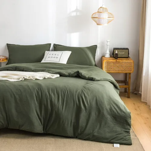 Miniatura 41 de COTTEBED Juego de edredón ultrasuave para cama King, para uso en todas las estaciones, peso ligero con microfibra de algodón lavado cálida y Verde