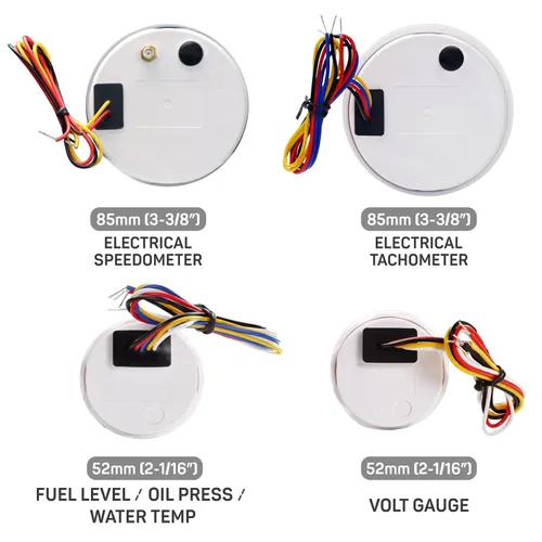 Miniatura 4 de RACETECH Juego de 6 Instrumentos – Velocímetro GPS de 85mm 260 km/h y Tacómetro 10000 RPM – Medidores de 52mm de Combustible, Aceite, Temperatura