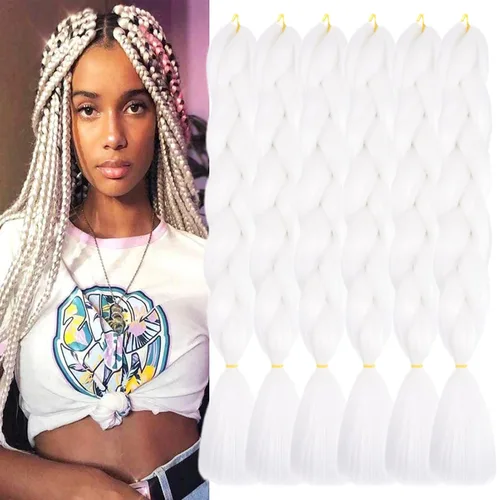 Miniatura 38 de 3 paquetes de extensiones de cabello sintético para trenzar de color negro a azul, tamaño jumbo ombré, de 24 pulgadas o trenzas de ganchillo