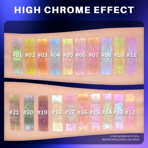 Miniatura 5 de CHARMACY Sombra de ojos líquida duocroma, aspecto metálico, juego de sombras de ojos con purpurina de larga duración, pigmentos metálicos, secado