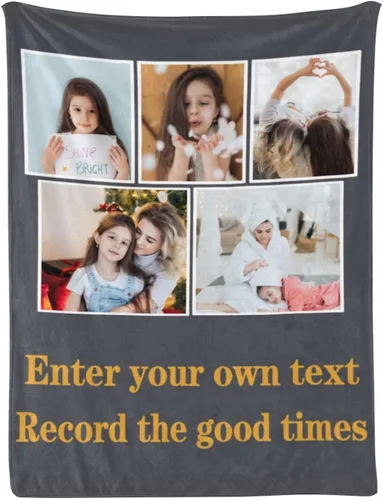 Miniatura 26 de Manta personalizada con fotos, mantas personalizadas con imagen para madre, padre, niños, hermana, amigos, parejas, cumpleaños, 1 foto, 30 x 40