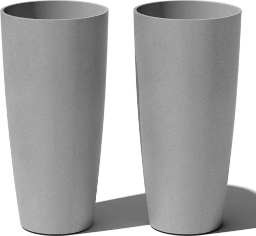 Miniatura 16 de Veradek Mason Series Vega Planter - Maceta redonda alta para interiores o exteriores, porche/patio Hecha de compuesto de plástico y piedra