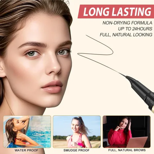 Miniatura 3 de LAVONE Lápiz de cejas 2 en 1 para mujer con lápiz de cejas microblading de 4 puntas y lápiz de cejas curvado y preciso, lápiz de cejas impermeable