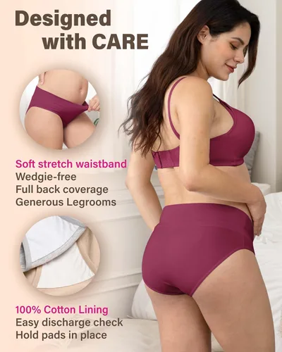 Miniatura 4 de Intimate Portal - Ropa interior de maternidad de algodón para debajo del vientre, panties plegables para embarazo y postparto