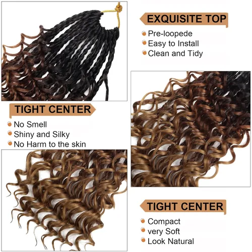 Miniatura 2 de Goddess - 8 paquetes de cabello sintético de ganchillo de 8 pulgadas, trenzas de caja (box braids) 3X estilo bohemio con extremos rizados, ideales