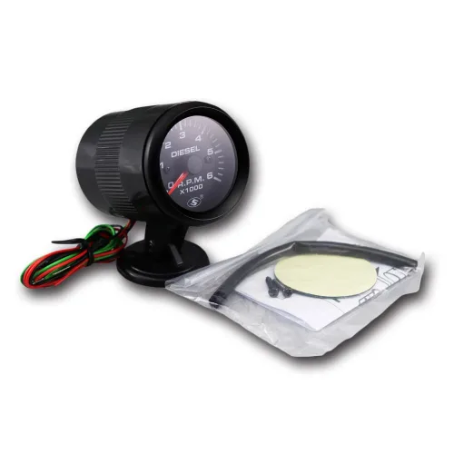 Miniatura 7 de MOTOR METER RACING 52 mm 2-1/16" Tacómetro Universal para Alternador de Motor Diesel 6000 RPM Esfera Negra en Salpicadero