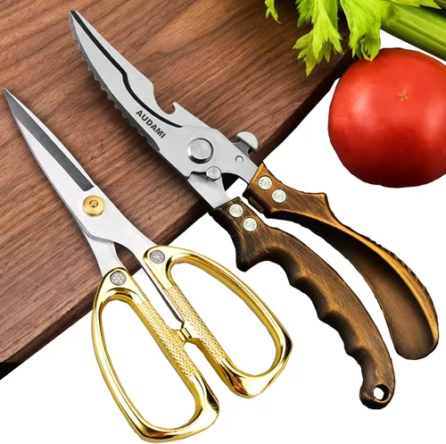 Miniatura 11 de Tijeras para aves de corral, 2 unidades, tijeras de carne resistentes, con resorte de acero inoxidable, tijeras de pavo y pollo, tijeras