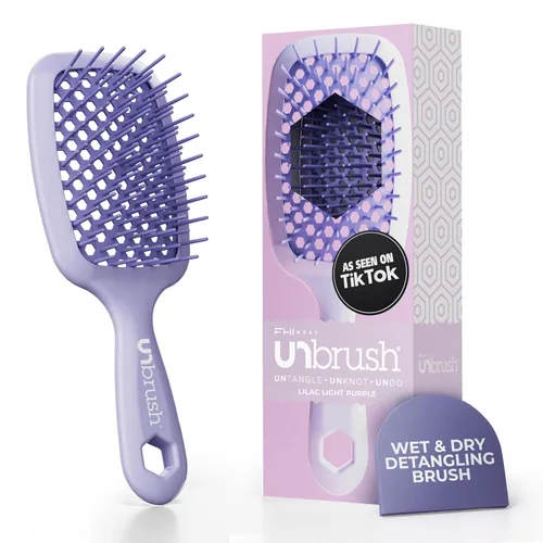 FHI Heat UNbrush - Cepillo desenredante para cepillar sin dolor en cabello húmedo o seco — Cerdas antiestáticas DuoFlex duraderas, mango ligero,