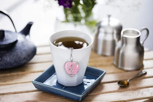 Miniatura 3 de NSTaygate 2 coladores de té con infusor de té para té suelto, amatista y cuarzo rosa, colgante de corazón de cristal de amor infinito, pareja hecha