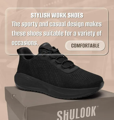 Miniatura 6 de SHULOOK Zapatos de trabajo antideslizantes para hombre, antideslizantes, para cocina, chef, zapatos de trabajo, restaurante, servicio de alimentos