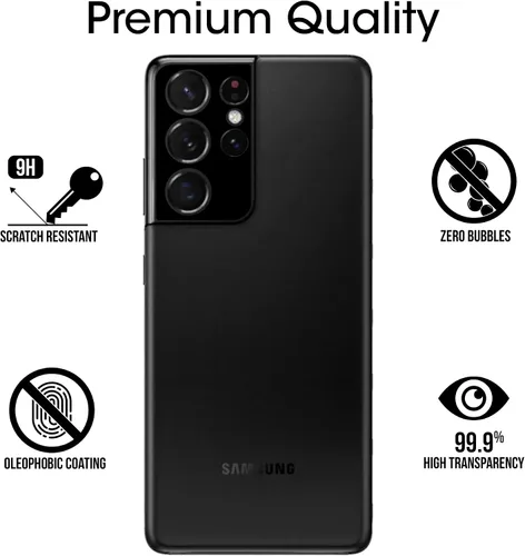 Miniatura 4 de amFilm Paquete de 3 protectores de pantalla de cámara para Samsung Galaxy S21 Ultra 5G de 6.8 pulgadas, protector de lente de cámara de vidrio Negro
