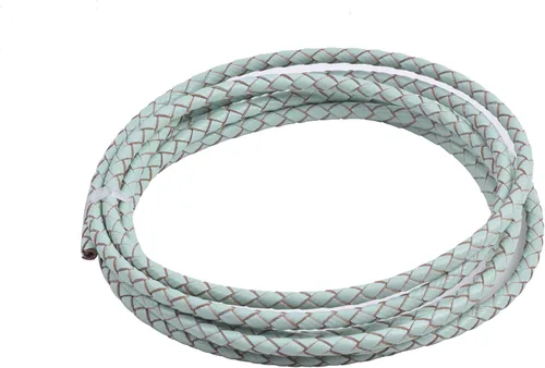 Miniatura 59 de KONMAY 2 yardas 8.0mm Cordón redondo de cuero trenzado auténtico marrón antiguo para corbata de bolo
