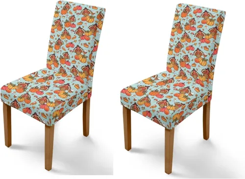 Miniatura 87 de Rnyleeg Thanksgiving Chair Covers for Living Room No Arms Turkey Pumpkin Stretch Dining Chair Covers Set of 6 Soft Washable Kitchen Chair Protector