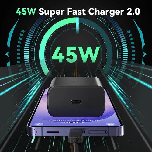 Miniatura 7 de Cargador súper rápido USB C de 45 W para teléfono Android tipo C, bloque de carga rápida con cable de 5 pies para Samsung Galaxy S26/S26