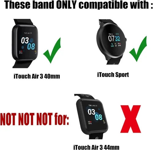 Miniatura 2 de Correas de 0.78 pulgadas compatibles con iTouch Air 3, 1.575 pulgadas/iTouch Sport 4 Smart Watch Pulsera de silicona de repuesto para pulsera 3