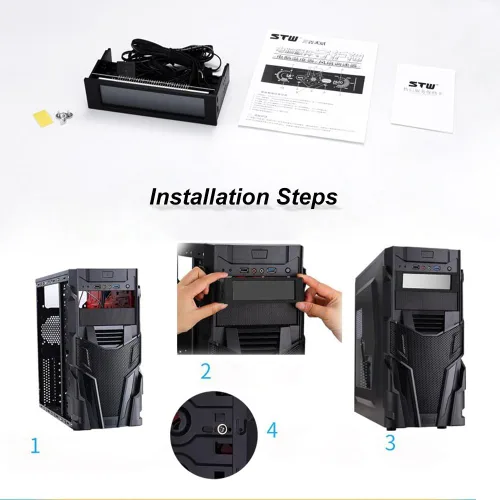 Miniatura 8 de Controlador de ventilador con monitor de temperatura, control automático de velocidad, LCD, panel frontal táctil de 5,25" de 5 canales