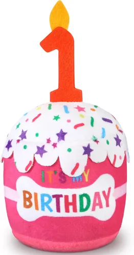 Miniatura 14 de Dansydaisy Accesorios de juguete de pastel de cumpleaños para perros, regalos para niñas y niños, juguete de peluche chirriante para decoración
