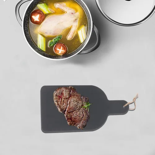 Miniatura 2 de Luxshiny Tabla de queso de pizarra, platos de piedra para charcutería, plato de queso, tabla para servir sushi, sashimi, plato de carne con asa