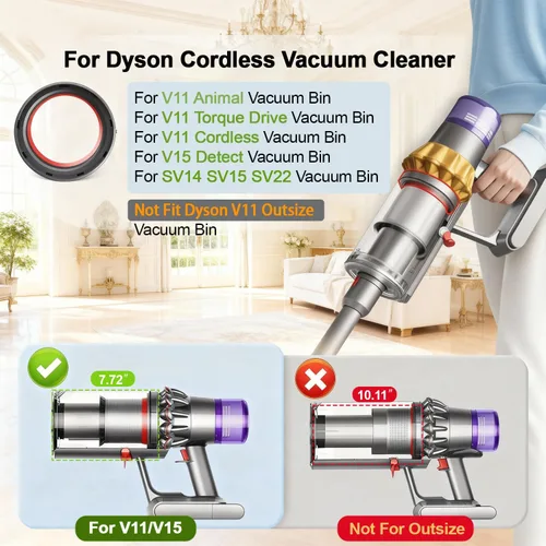 Miniatura 2 de Anillo de sellado fijo superior de cubo de polvo 2026 compatible con Dyson V11 V15 SV14 SV15 SV22 aspiradora, piezas de repuesto para cubeta