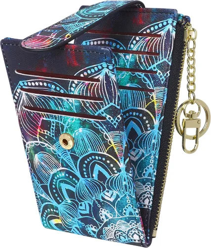 Miniatura 29 de Badiya Tarjetero para mujeres con RFID, carteras delgadas, plegables, tarjetero multifuncional, monedero