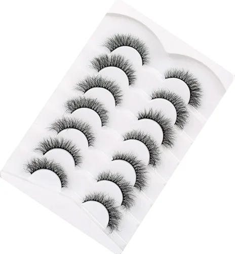Miniatura 795 de Pooplunch - Pestañas postizas finas de visón sintético, estilo ojo de gato, naturales, cruzadas, tipo racimo, efecto 8D de volumen, tiras
