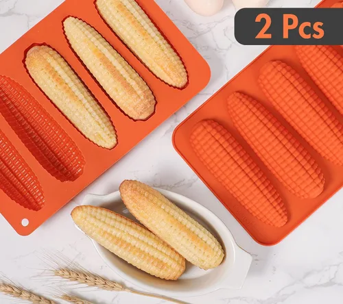 Miniatura 6 de Webake Juego de 2 moldes de silicona para pan de mazorca de maíz para hornear maíz para perros, pan de maíz del sur