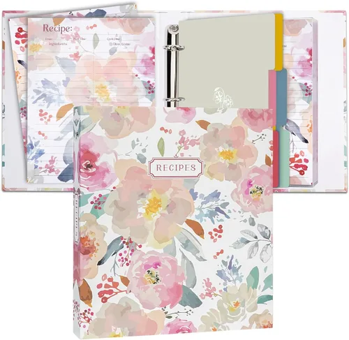 Miniatura 12 de Carpeta de recetas de 3 anillos de 8.5 x 9.5 pulgadas, juego organizador de recetas de página completa con 3 anillos con 25 páginas de ranura y 50