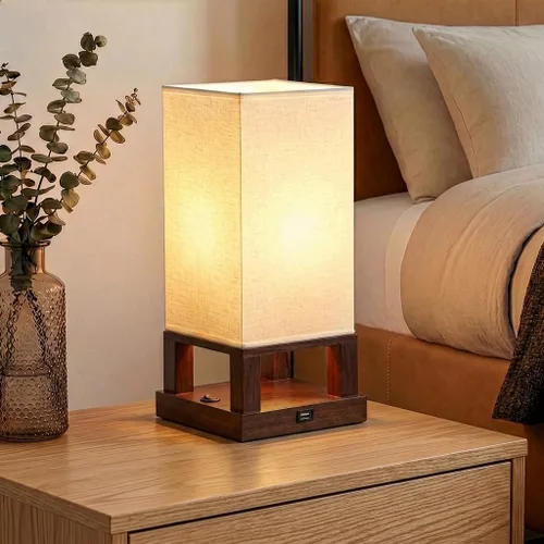 Miniatura 10 de Brightech Maxwell Lámpara de Mesita de Noche con Puerto USB – Lámpara de Mesa Compacta para Dormitorio, Sala de Estar - Moderna Lámpara Asiática