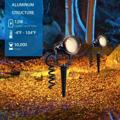 Miniatura 3 de Foco de paisaje de 5 W AC120V con soporte y base de pinchos, LED COB blanco cálido para decoración de césped, jardín, lámpara de iluminación al aire
