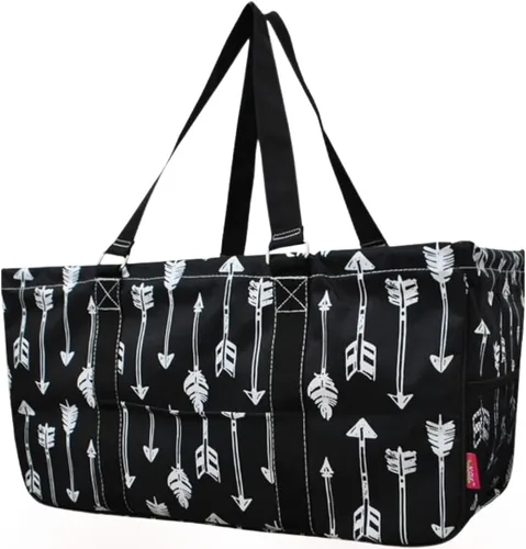 NGIL Bolsa de comestibles reutilizable extra grande plegable de gran tamaño para comestibles, almacenamiento, picnic, playa, Flecha-negro
