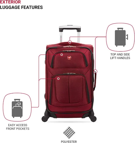 Miniatura 3 de SwissGear - Equipaje suave expandible Sion con ruedas, Borgoña
