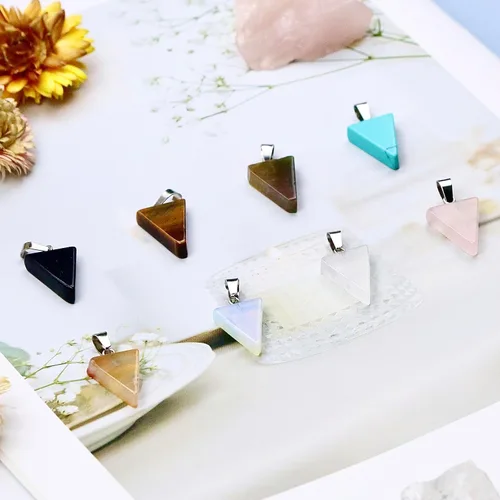 Miniatura 6 de Zenkeeper Colgante hexagonal de cristal natural – Piedra de cuarzo puntiaguda/piedra curativa en forma de corazón para hacer joyas y collares