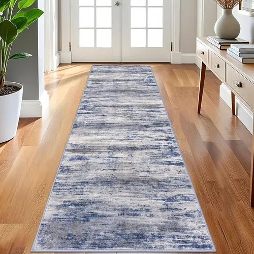 Miniatura 37 de KOZYFLY – Alfombra de pasillo moderna y lavable de diseño abstracto verde, 2 x 5 pies, antideslizante, suave y de pelo corto, ideal para cocina