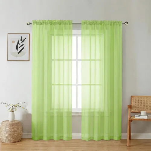 Miniatura 197 de Aiyufeng 2 paneles de cenefa transparente negra de 14 pulgadas de largo, cortinas cortas negras transparentes para dormitorio, cortinas de cocina
