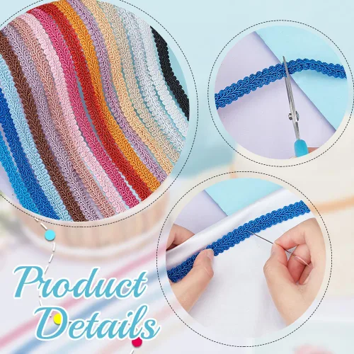 Miniatura 4 de PH PandaHall 34 yardas, cordón trenzado de poliéster tejido de poliéster para coser a mano, manualidades, disfraces, decoración del hogar, 3/8