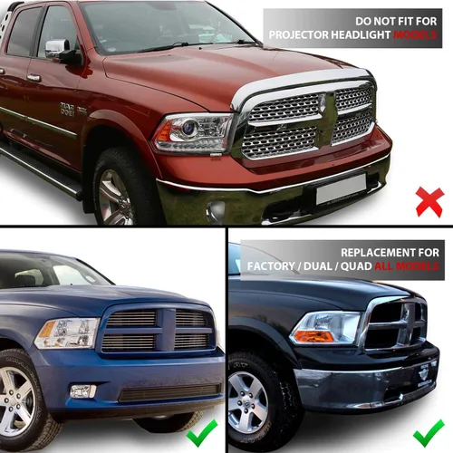 Miniatura 3 de AmeriLite para 2009-2018 Dodge Ram 1500 2500 3500 Camion Faros LED de Barra Negros de Reemplazo, Pareja - Lado del Conductor y del Pasajero
