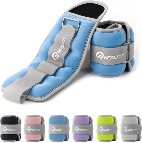 Miniatura 8 de NEALFIT Pesas de tobillo para hombres, mujeres y niños, pesas para piernas, brazos y muñecas con correa ajustable para correr, gimnasia, aeróbica