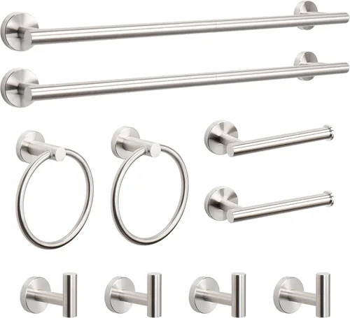 Miniatura 13 de NearMoon Juego de 5 piezas de accesorios de baño SUS304 de acero inoxidable grueso, incluye barra de toalla de 24 pulgadas, anillo de toalla
