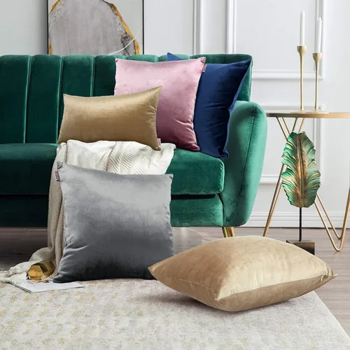 Miniatura 5 de Fundas de almohada decorativas lumbares, de terciopelo suave y liso, rectangular, color marrón champán, 12 x 20 pulgadas, paquete de 2, solo funda