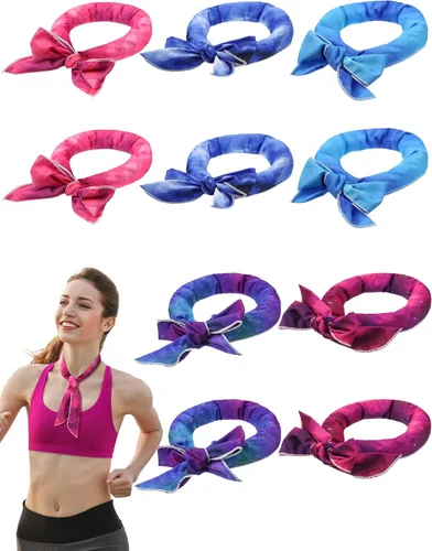 Miniatura 25 de Janmercy 10 unidades de teñido anudado para el cuello, bufandas refrescantes, bandanas de hielo de verano para hombres y mujeres, camping, correr