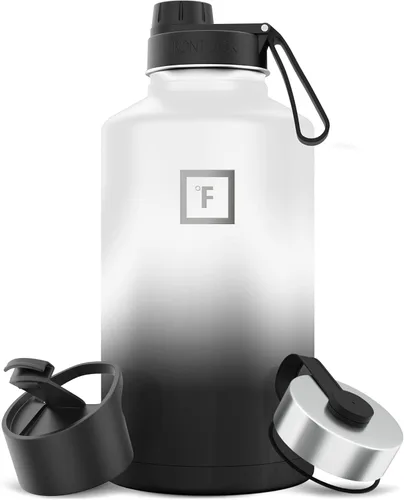 Miniatura 49 de IRON °FLASK Frasco de hidratación para acampar y senderismo con pajilla, botella de agua deportiva de acero inoxidable con aislamiento de boca Dark