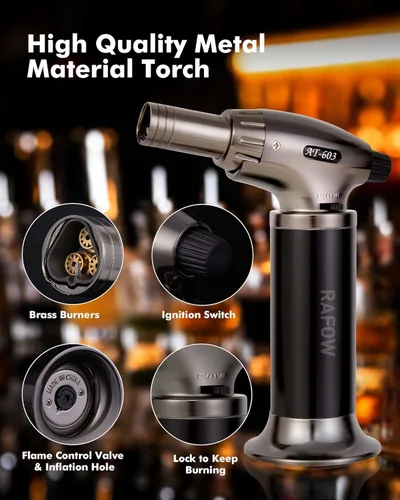 Miniatura 3 de Kit de Ahumador de Cóctel con Antorcha - Kit de Ahumador de Whiskey con 6 Sabores de Virutas de Madera Ahumada - Kit de Ahumador de Bebidas Old