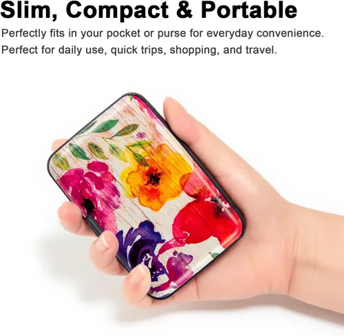 Miniatura 2 de Soporte para tarjetas de crédito, cartera de metal para tarjetas de bloqueo RFID, mini funda rígida de aluminio delgada para tarjetas de negocios