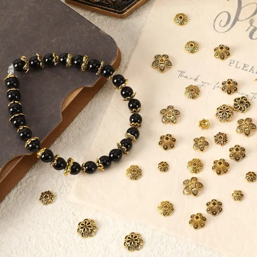 Miniatura 11 de FEBSNOW Alrededor de 160 cuentas espaciadoras, estilo Bali, mezcla de plata tibetana y oro antiguo para pulseras, collares, aretes, suministros