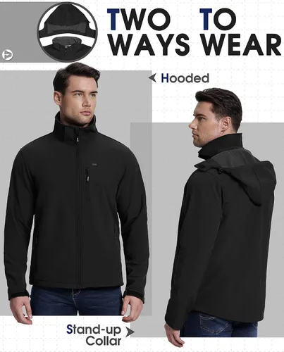 Miniatura 2 de 33,000ft Chaqueta Softshell para hombre con capucha, forro polar, ligera, impermeable, para senderismo