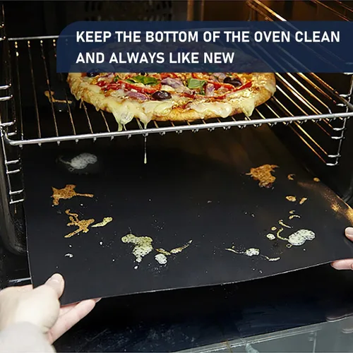 Miniatura 2 de Meegoo Revestimientos de horno para la parte inferior del horno, paquete de 4 forros grandes antiadherentes para horno, tapete de horno para la Negro