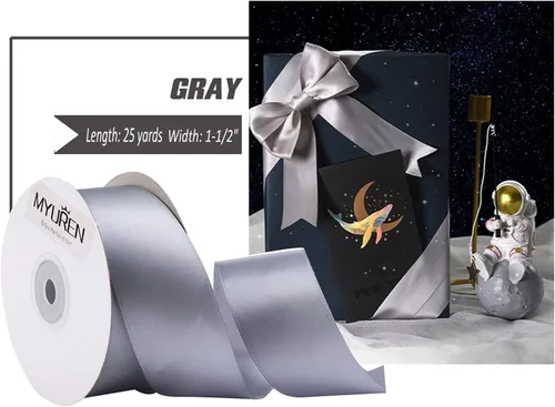 Miniatura 90 de Cinta de satén amarilla de 1 pulgada, cinta de satén sólido de doble cara para envoltura de regalos, bodas, decoración de fiestas, accesorios