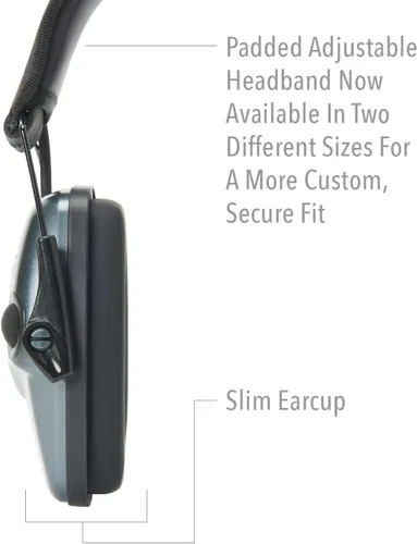 Miniatura 5 de Howard Leight Impact Sport - Orejera Bluetooth para disparar, color negro, atenuación de ruido de 21 dB, unisex para jóvenes y adultos Gris carbón