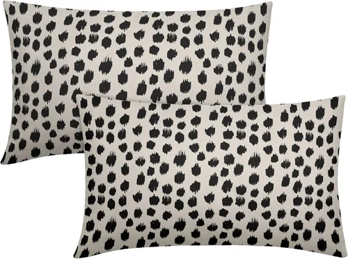 Miniatura 64 de Fundas de almohada marrón y blancas de 18 x 18 pulgadas, juego de 2 almohadas boho grises con lunares, fundas de almohada modernas estampadas